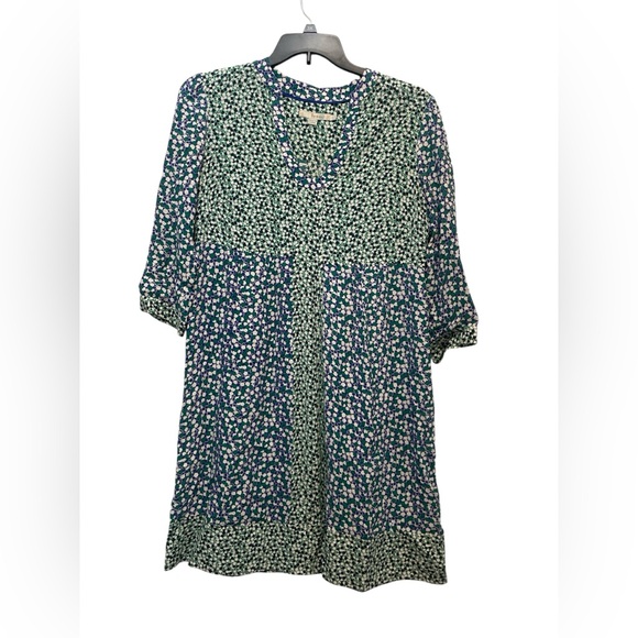 Boden Mollie Patchwork Dress Blue Polka Dot Paisley Shift Dress Womens US 10L - Picture 1 of 8